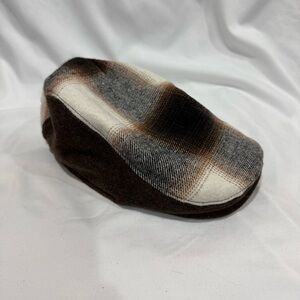 Cashmere Blend Plaid Newsboy Cap One Size Unisex Brown Retro Soft Warm Winter